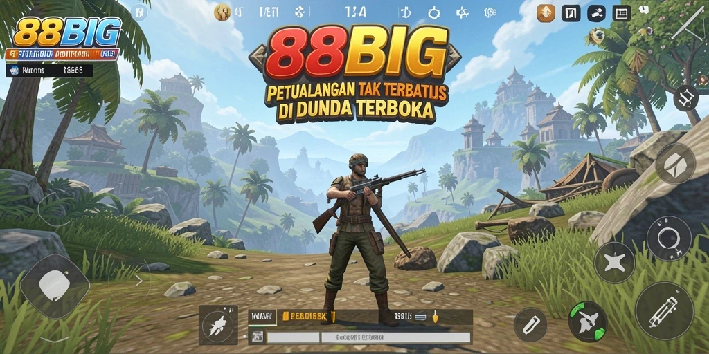 Screenshot gameplay 88BIG yang menunjukkan eksplorasi dunia terbuka.
