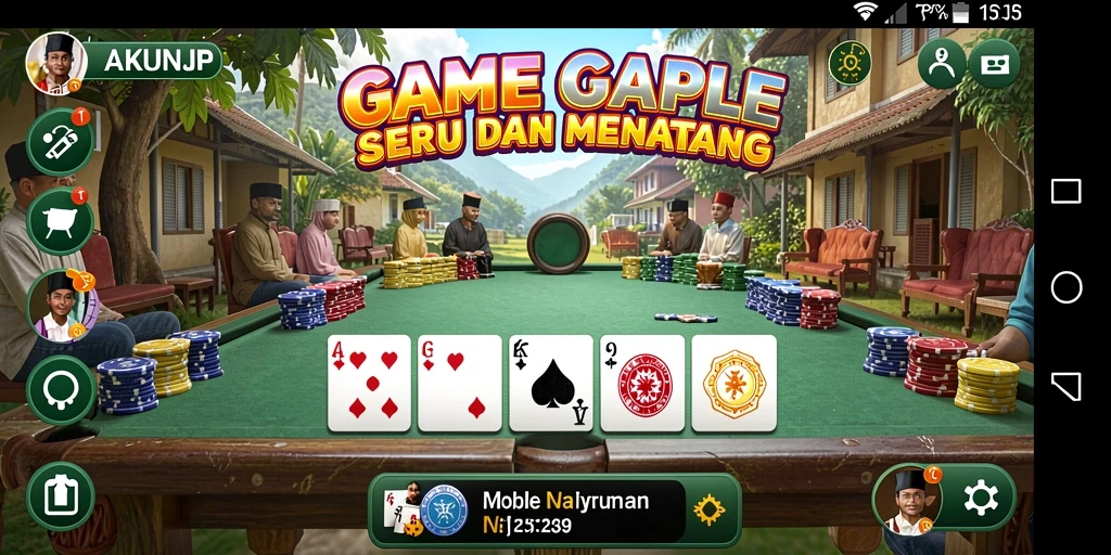 Screenshot gameplay AKUNJP menampilkan pertarungan seru dalam permainan Gaple.