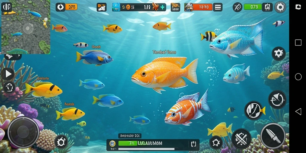 Tampilan gameplay D73 yang mengasyikkan dalam tembak ikan.
