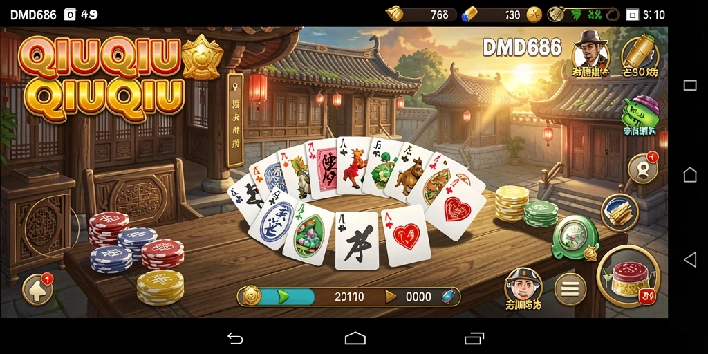 Screenshot permainan DMD686 dengan aksi QiuQiu yang seru.
