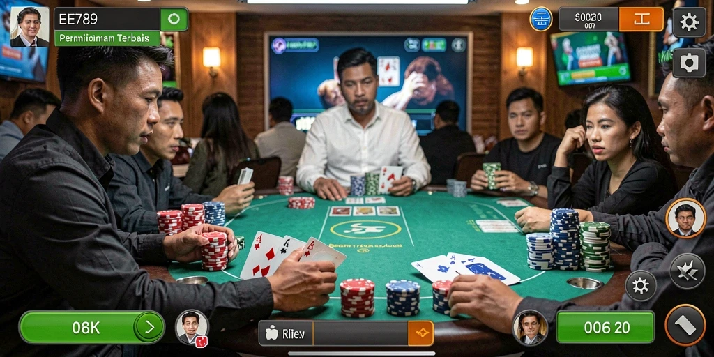 Tampilan gameplay Poker yang mendebarkan di EE789.