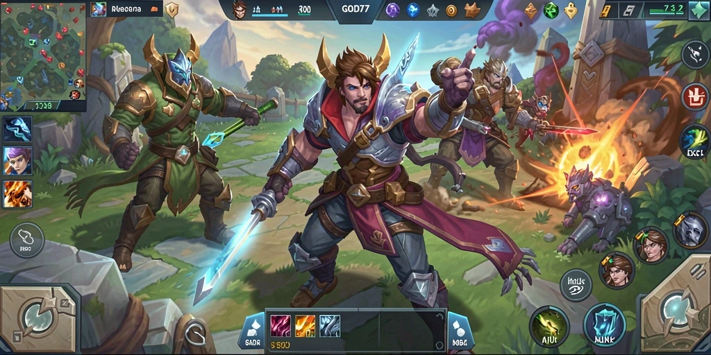 Tampilan menakjubkan dari gameplay MOBA di GOD77.