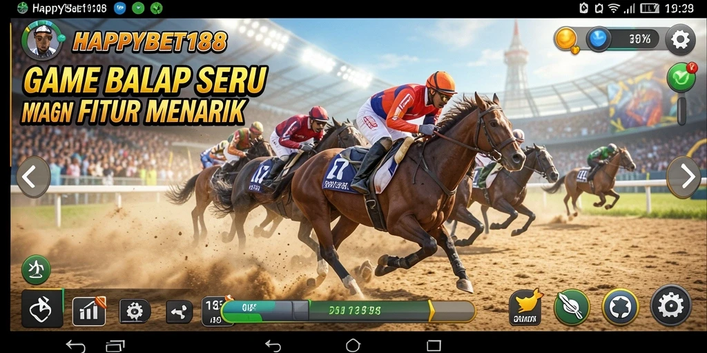 Tampilan gameplay seru dalam balapan mobil di HAPPYBET188.