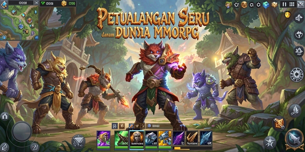 Screenshot utama ID098 menunjukkan serunya gameplay MMORPG yang menegangkan.