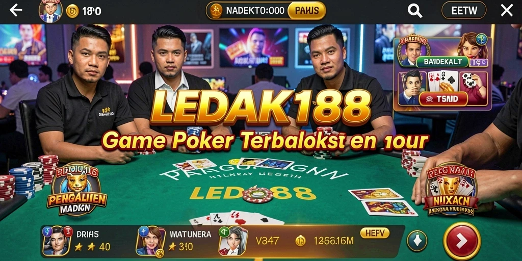 Tampilan gameplay Poker yang seru dan menarik di LEDAK188.