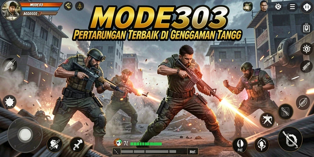 Screenshot menunjukkan aksi pertarungan seru dari MODE303 dengan kombinasi serangan yang mendebarkan.