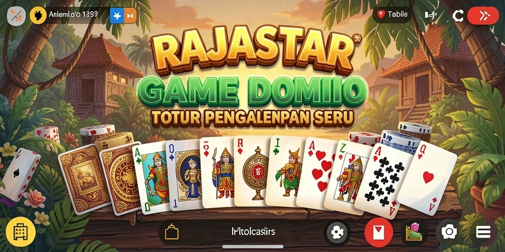 Tampilan gameplay menarik dari RAJASTAR dengan domino dan pemain aktif.