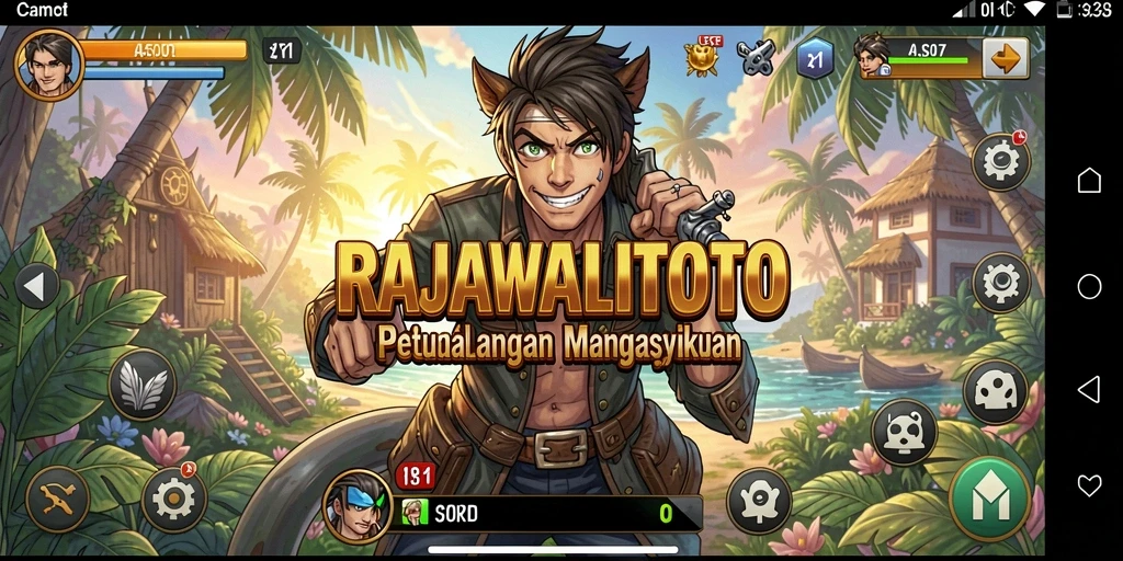 Screenshot gameplay RAJAWALITOTO yang menampilkan aksi seru dan karakter anime.