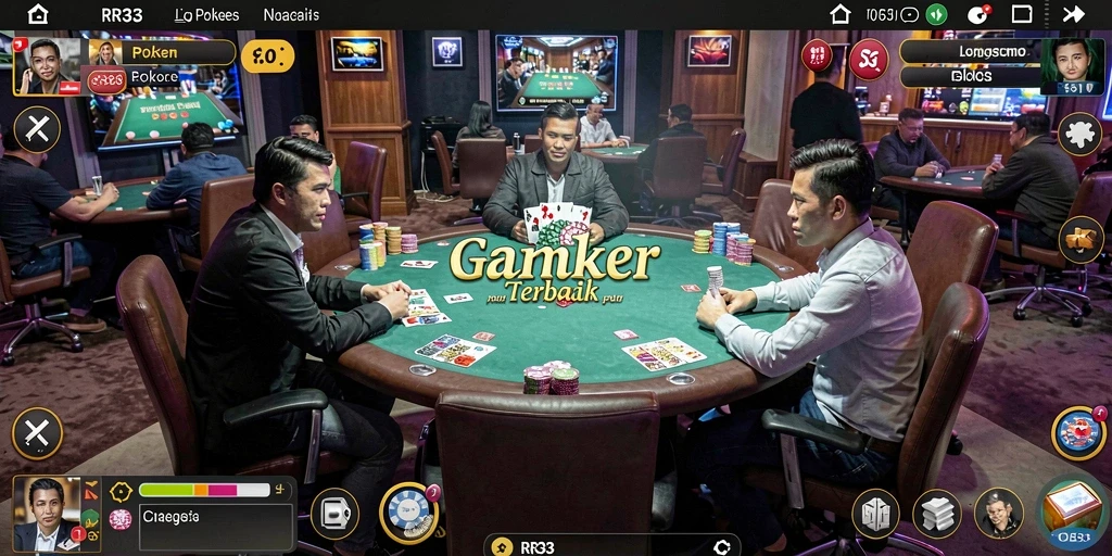 Screenshot RR33 menampilkan gameplay Poker yang seru dan interaktif.