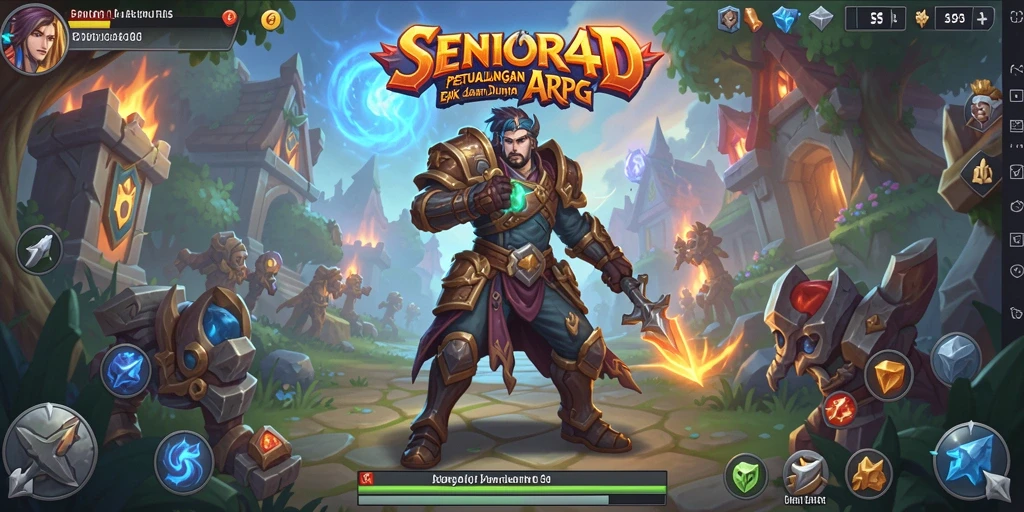 Tampilan gameplay menarik SENIOR4D dalam pertarungan ARPG yang seru.