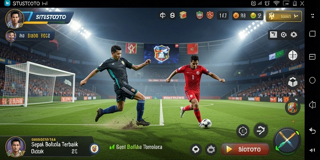 Tangkapan layar gameplay yang menunjukkan aksi sepak bola seru di SITUSTOTO.