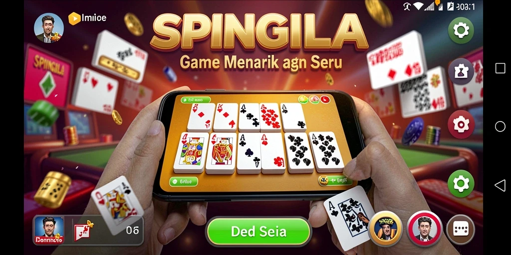 Tampilan gameplay seru dalam SPINGILA saat bermain domino.