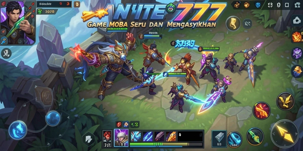 Screenshot gameplay TANTE777 menampilkan aksi seru dalam pertempuran MOBA.